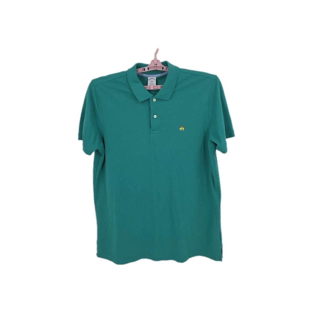 Brooks Brothers Performance Polo Slim Fit Cotton Men's Green Button Up‎ Size XL